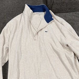 Vineyard Vines Cream and Blue Long Sleeve Shirt